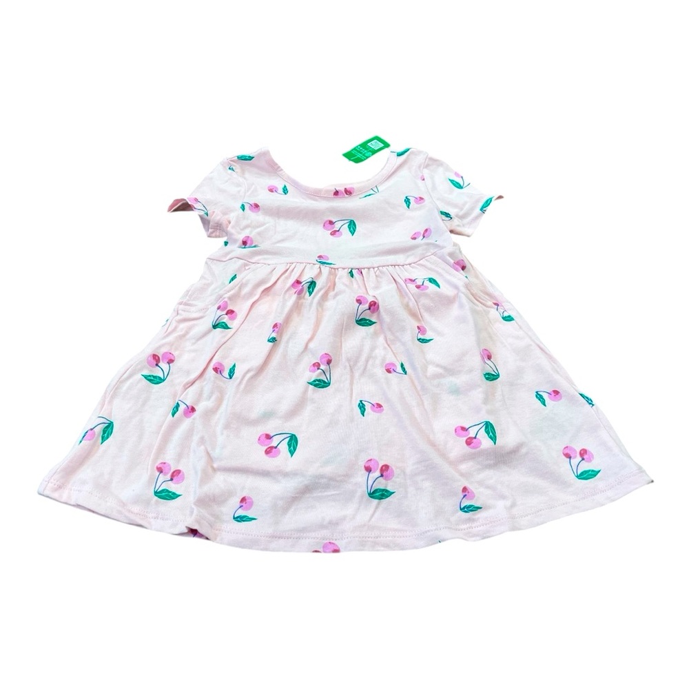 GAP Toddler Girls Cherry Print Short Sleeve Dress, Size 3T, Pink, NEW